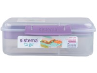 Sistema® TO GO™ Trojkomorová krabička s nádobou na jogurt a 2 tácky 1,65 l, fialová