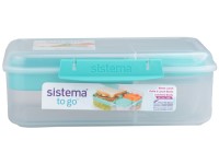 Sistema® TO GO™ Trojkomorová krabička s nádobou na jogurt a 2 tácky 1,65 l, mäta