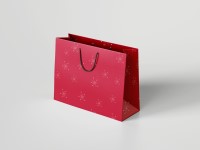 Ajándéktasak 460x120x350 mm hópelyhek, piros