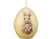 Tojás 75x90mm applikáció Nyuszi kosárral, sárga gyertya