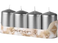 Emocio Valec 4ks 40x80mm Metal strieborné sviečky