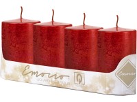 Emocio Valec 4ks 50x100 mm Rustikálne Metal červené sviečky