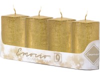 Emocio Valec 4ks 50x100 mm Rustikálne Metal zlaté sviečky