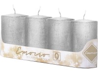Emocio Valec 4ks 50x100 mm Rustikálne Metal strieborné sviečky