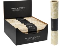 Dekoratív poliészter szövet 2500x280mm tekercs hópehely mintával, arany, fehér, pezsgőszínű