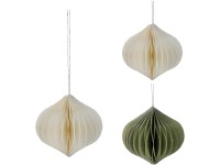 Papírdíszek 80mm karácsonyfához hagyma mix, zöld, fehér, ezüst csillámmal