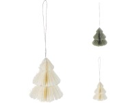 Papírdíszek 80mm karácsonyfához mix, zöld, fehér, ezüst csillámmal