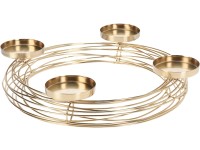 Fém gyertyatartó 355x320x70 mm Adventi kör 4 teamécseshez, arany