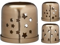 Fém gyertyatartó 85x85x80 mm teamécseshez csillagok, fák mix, arany