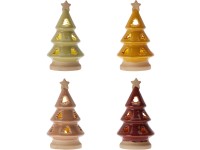 LED dekoráció gyertyatartó porcelán 70x55x120mm fa, vegyes színek