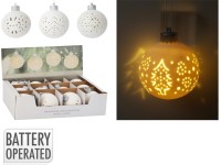 LED dióda Gömb 90x90x100mm dolomitból faragott, különféle motívumok, fehér