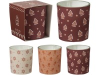 Üvegbe töltött gyertya 70x75mm illatos ajándékdobozban vegyes színes