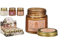 Illatgyertya üvegben 62x63 fém fedővel, mézeskalács, vegyes illatok és színek