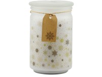 Emocio Üveg 93x142 mm üvegtetővel Magic Snowing fehér-arany illatgyertya