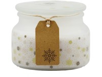 Emocio Üveg 100x79 mm üvegtetővel Magic Snowing fehér-arany illatgyertya