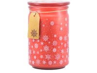 Emocio Sklo 93x142 mm so skleneným viečkom Magic Snowing červeno-biela vonná sviečka