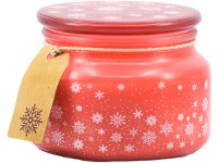 Emocio Sklo 100x79 mm so skleneným viečkom Magic Snowing červeno-biela vonná sviečka