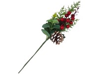 Zápich větvička 370 mm s eucalyptem, šiškou a bobulemi