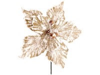 Zápich látkový květ 260 mm zasněžený, hnědý