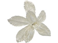 Zápich látkový květ 220 mm zasněžený, krémový