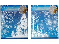 Okenní fólie rohová 310x380 mm zimní krajina s glitrem