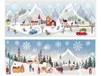 Okenní fólie 210x600 mm barevná vesnička, mix