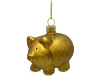 Ozdoby sklo 65 mm zlaté prasátko