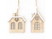 Felakasztható dekor 110x60/94x75 mm házikó mix, natúr