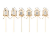 Fa beszúró 70x46 mm + nyárs házikó, fehér