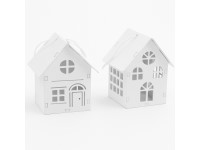 Felakasztható dekor 48x60mm házikó mix, fehér