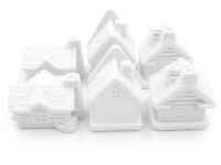 Polirezin dekoráció 25x33mm házikó mix, fehér