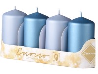 Emocio Valec 4ks 50x90mm metal mat modrý mix, sviečky