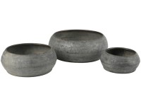 Fém virágkaspó szett 3 db 185x155x80/240x205x100/300x275x115mm ovális, szürke