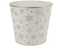 Fém kaspó 175x135x175mm klasszikus pehely, fehér, arany