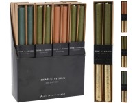 Rusztikus kúpos gyertya 2 db – 21x250 mm, metálfényű, színkeverék