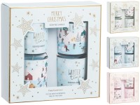 Ajándékszett Üveg 4db illatgyertya 45x52mm Merry Christmas mix, színes