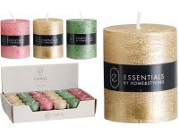 Rusztikus henger alakú gyertya 40x50 mm – metál, színkeverék