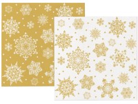 Szalvéta Airlaid 12db Snowflakes gold-white 40x40 cm