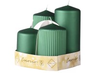 Emocio Súprava 4ks Valec hladký + ryhovaný 65mm, Metal mat zelený tmavý, sviečky