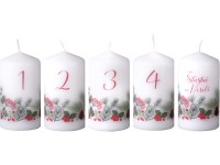 Emocio Henger 5 db 50x90 mm adventi számok Boldog Karácsonyt, gyertyák