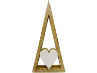 Fa szív alakú háromszög dekoráció 120x37x250 mm – natúr/fehér