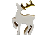 Dekoráció fa, zománc 100x45x160mm rénszarvas, fehér, arany