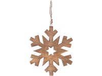 Fa akasztós dekor 185x15x185mm hópehely, natúr