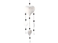 Függesztett fém dekoráció 152x35x170 mm – fehér, szívek
