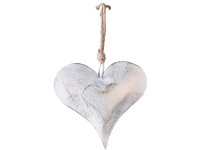 Függő fém dekoráció 133x25x130 mm – szív, fehér