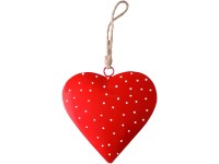 Függő fém dekoráció 152x1x152 mm – szív, piros