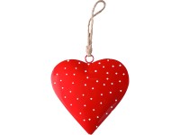 Függő fém dekoráció 172x25x165 mm – szív, piros