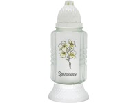 Cintorínska sviečka v skle Madona 27 cm – kvety, 24 h