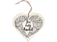 Dekorační dřevěné srdce 12 cm – Jsi můj anděl
