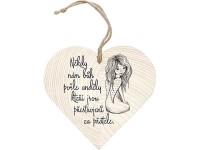 Dekorační dřevěné srdce 12 cm – andělé a přátelé